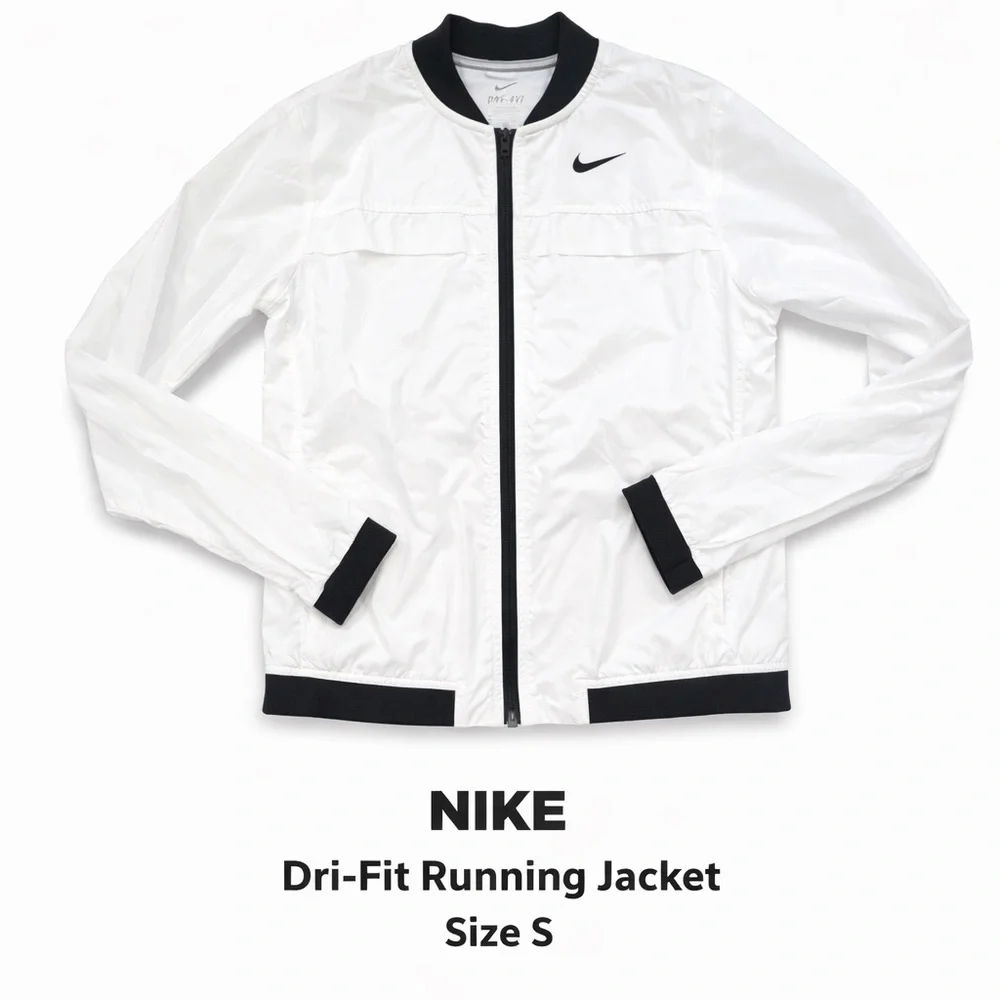 Nike Dri Fit White & Black Running Jacket Size Small